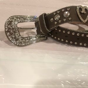 Sparkly Brown western leather belt